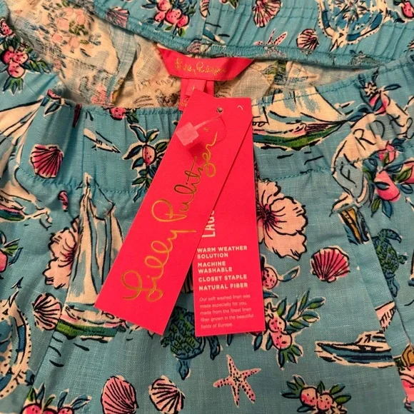 NWT Lilly Pulitzer Lilo Linen Short FLORIDA Tropical Shorts Size L - Picture 6 of 7